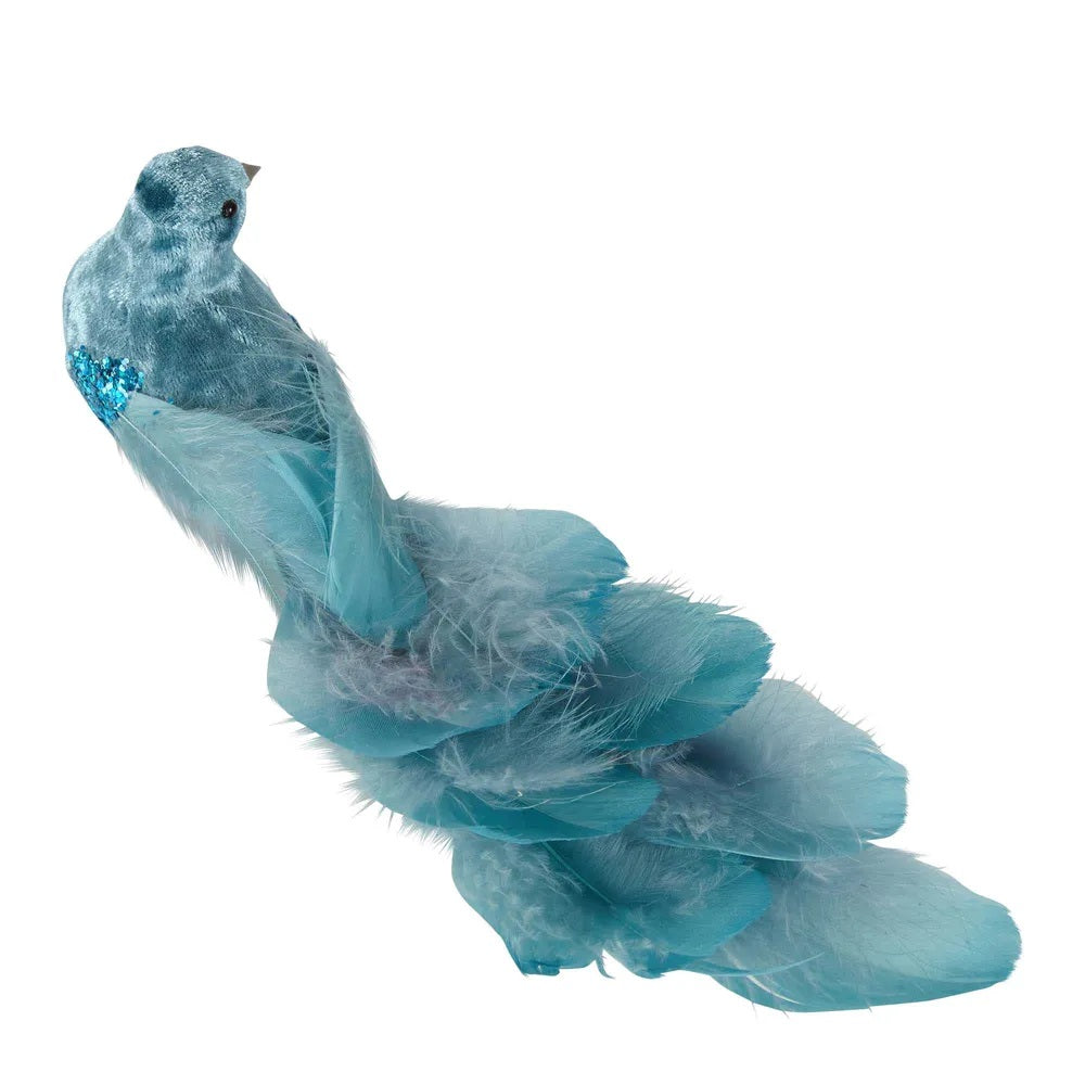 Velvet Bird with Clip – Greta - Aqua Blue