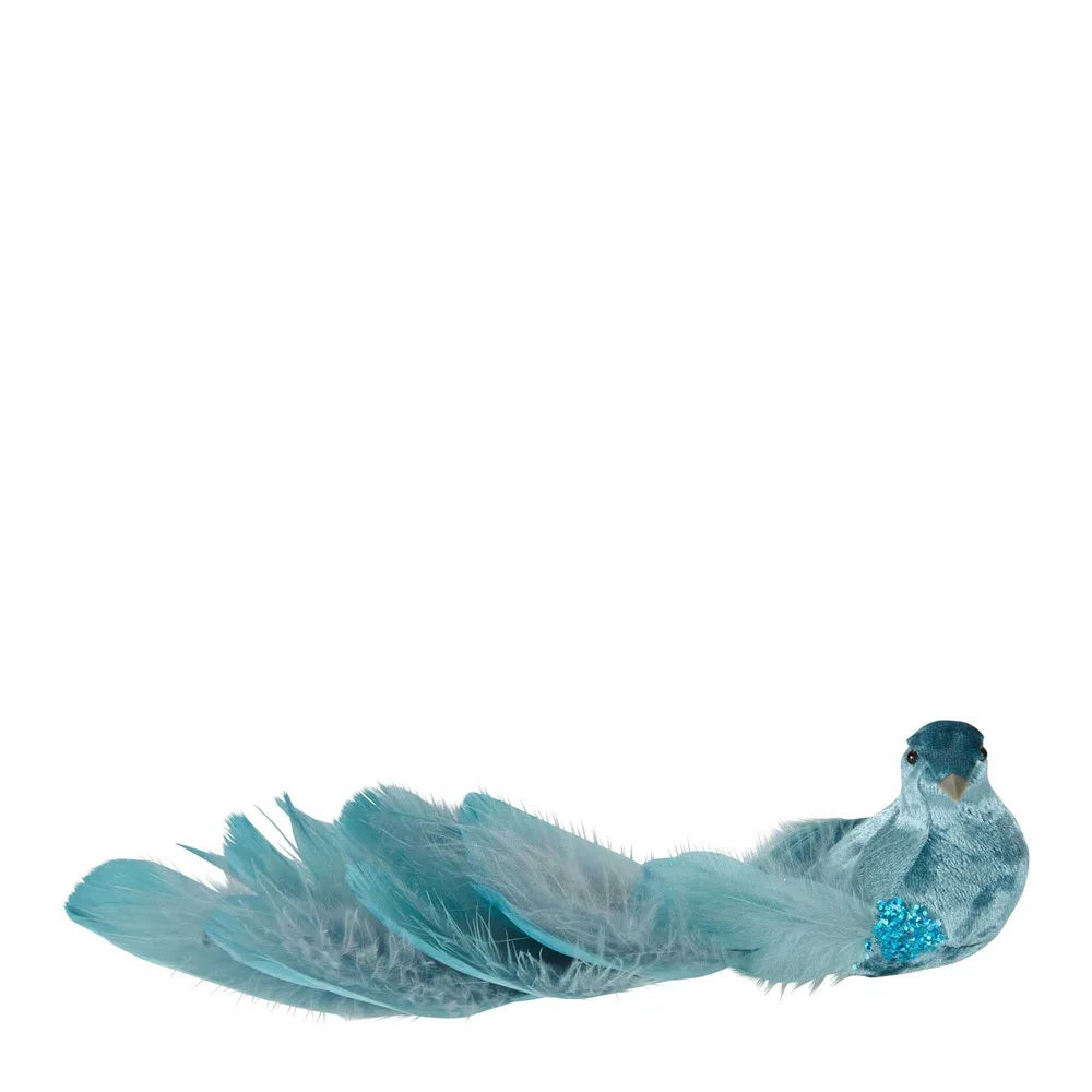 Velvet Bird with Clip – Greta - Aqua Blue
