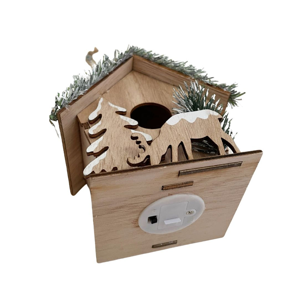Stable with Deer – Neutral – LED - Hanging Decoration