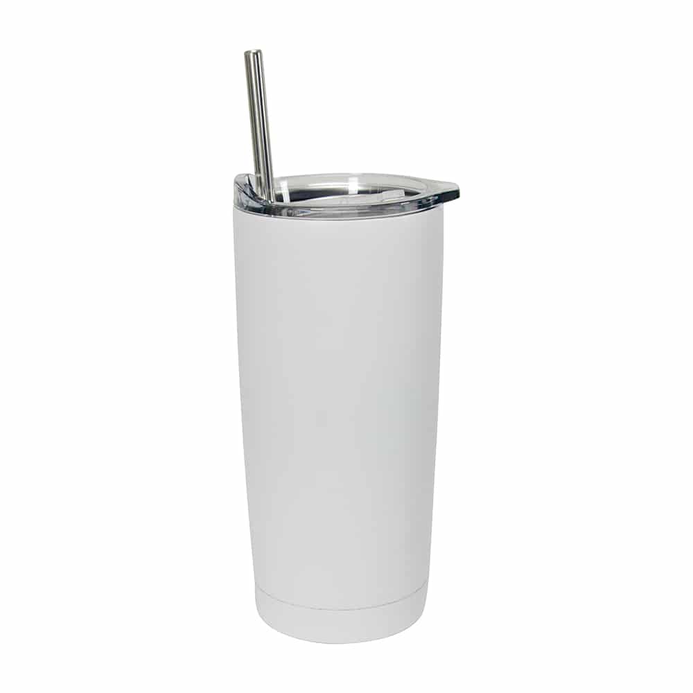 Twig and feather smoothie cup double wall insulated white