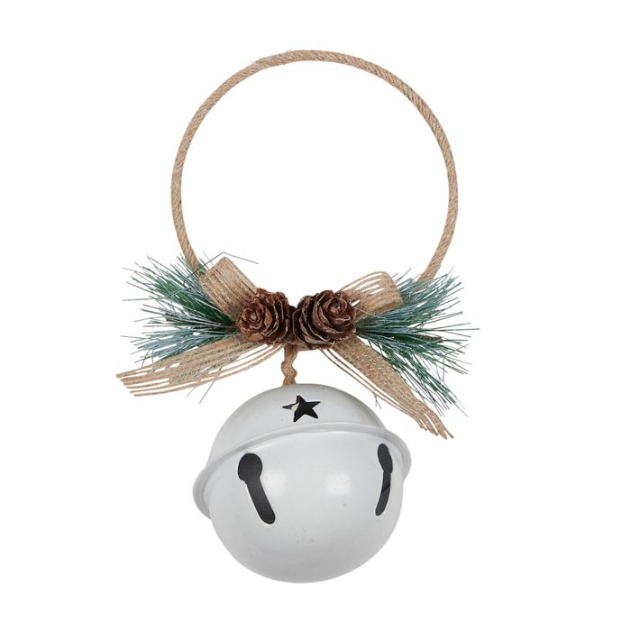 Mini Wreath door hanger with large white bell